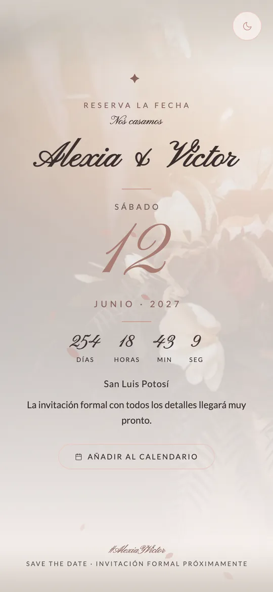 El Save the Date de Alexia y Víctor con su cuenta regresiva